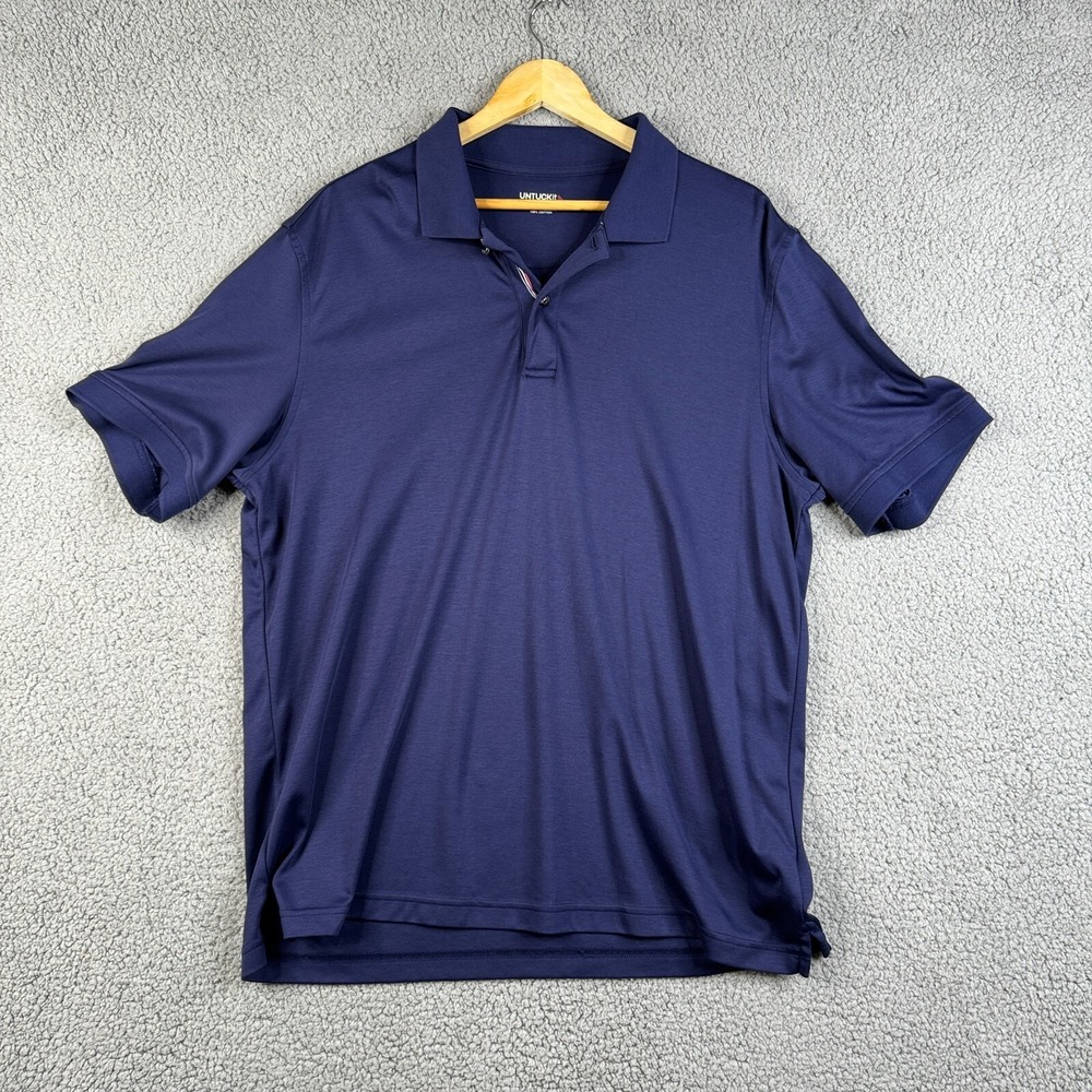UNTUCKit Polo Mens Size XL Blue Navy 100% Cotton Regular Fit Lightweight Soft